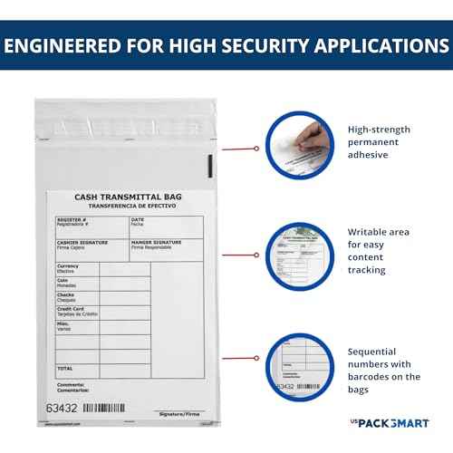 Clear Bank Deposit Bags 6"x9" 500-pack | Secure Bank Cash Transmittal Envelopes for Cash, Coins, Credit Cards, Checks, and More | Numbered, Self-Sealing, and Permanent Adhesive