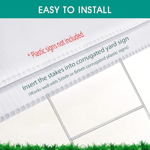 GUGEMEI 17x8 Inch Heavy Duty Metal Yard Sign Stakes 4 Pack - H Frame Supports for Corrugated Plastic Signs