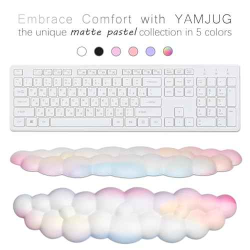 Cloud Wrist Rest Keyboard Palm Rest with Non-Slip Base for Computer Gaming Wrist Rest, YAMJUG Cloud Arm Rest Keyboard Wrist Pad Rainbow