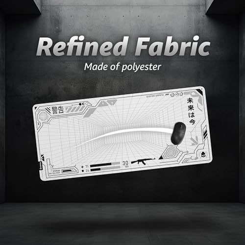 Hystar¢ç Extended Gaming Mouse Pad | XXL 36" x 16" | 5mm Thick, Waterproof Surface, Smooth Polyester Fabric, and Natural Rubber Base | Mainframe (Light)