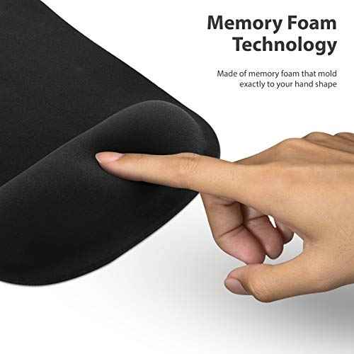 Mouse Pad with Wrist Rest Comfortable Ergonomic Wrist Support Memory Foam Mousepad Black, Computer Mouse Pads for Desk Office & Home, Cushion & Pain Relief, Non-Slip Rubber, 10 Pack