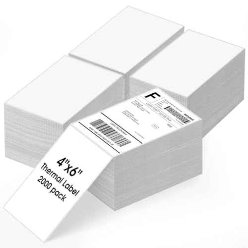 MaxGear 4" x 6" Direct Thermal Labels, 2000 Fanfold Labels, for Shipping & Mailing, Perforated White, Commercial Grade with Permanent Adhesive, Compatible with Most Thermal Printers,4 Stack