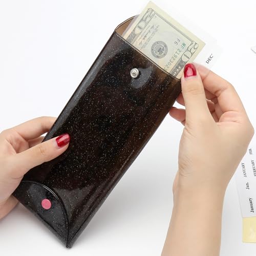 NatSumeBasics Black 6-Tab Cash Envelope Wallet for Budgeting & Organization