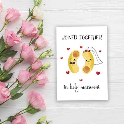 Cute Macaroni Pun Engagement Card for Couple Partner, Funny Wedding Card Marriage Gift for Bride Groom Newlyweds, Bridal Shower Gift for Him Her