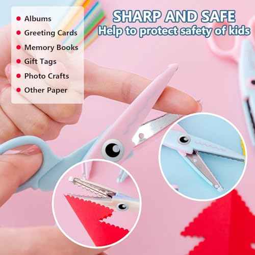 Decorative Pattern Edge Craft Scissors (2-Pack), Fancy Scissors, Suitable for Fun DIY Scrapbooking Crafting Projects for Kids Adults (Beige+blue)