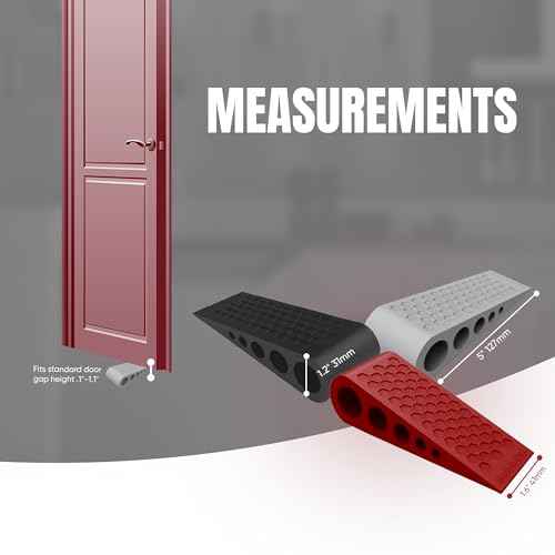 Door Stoppers for Bottom of Door Premium Floor Rubber Door Stop Wedge Made in USA Heavy Duty Honeycomb Design for Carpet, Tile, Ideal for Home, School, Commercial, Gray 2-Pack