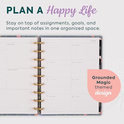 Happy Planner Disc-Bound Planner Jan.?Dec. 2026, Includes 3 Extra Months and 2 Sticker Sheets, Classic Size, 7" x 9.25", Dashboard Layout, Grounded Magic