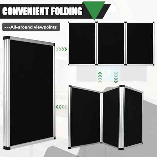 Trifold Display Board 3 Panel Trade Show Presentation Board with Presentation Whiteboard Double Sided, 70.4 x 35.4in Aluminum Tabletop Display Folding Panel for Trade Show Table Top