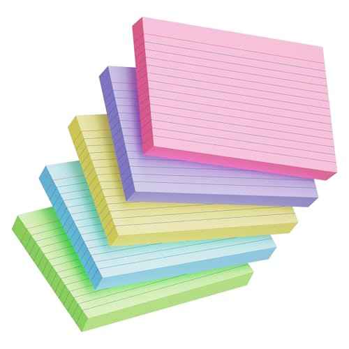 200 Count Index Cards 4x6 Inch, Colored Flash Card (40 Sheets Each), Note Taking for Students, Teachers, Professionals, Study Note Cards for Office Home School