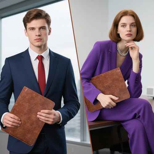 Calfinder 3 Ring Portfolio Binder,PU Leather Padtfolio Binder with Zipper,Padfolios for Women&Men,Professional Business Portfolio Organizer for Resume/Interview, A4 Letter Document Organizer