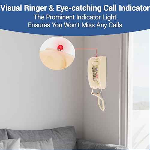 Wall Phone for Home, Corded Wall Home Phone with Adjustable Call Volume & 3 One-Touch Dialing for Seniors, Telephone Landline Phones with Mechanical Ringer Indicator for Elderly, Beige