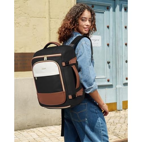 LOVEVOOK 40L Travel Backpack Carry on Flight Approved,Personal Item Bag with 3 Packing Cubes, Travel Backpack Bag for Women Fits 17" Laptop, Water-resistant Carry On Backpack for Airplanes