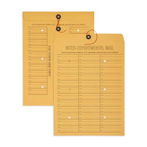 25 Pack 12x16 Interoffice Envelopes with String & Button Closure