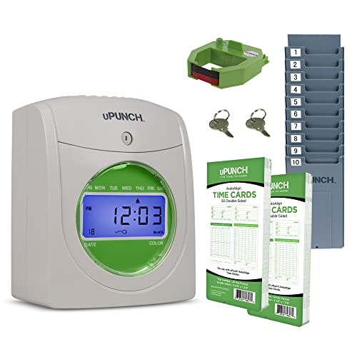 uPunch HN1500 Employee Time Clock System Bundle with 100 Cards & Ribbon