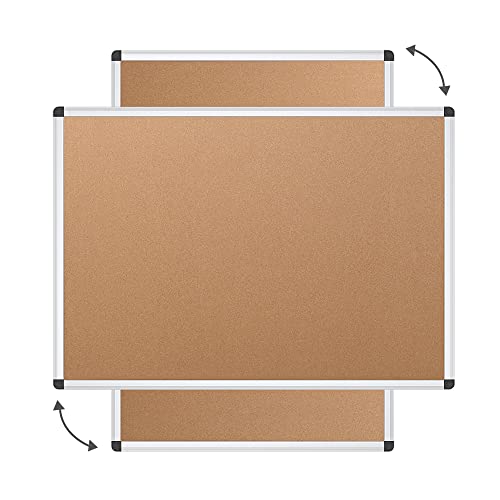 VIZ-PRO Cork Notice Board 36 x 24 Inches Silver Aluminum Frame Self-Healing Surface