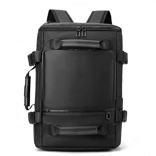 Carry On Backpack Travel Backpack for Men & Women, Durable Convertible Duffle Bag Fit for 16 Inch Laptop for Fitness, Travel (Black)