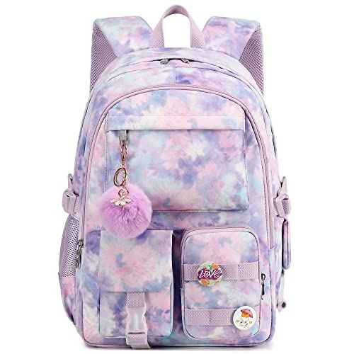 Hidds Laptop Backpacks 16 Inch School Bag College Backpack Anti Theft Travel Casual Daypack Bags Cute Bookbags Large Colorfull Carry on Back Pack for Teens Girls Women Students (Tie-Dye Purple)