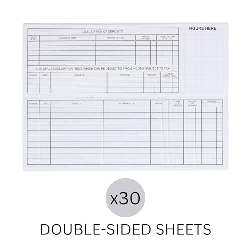 EnDoc Business Check Register Book, 30 Double-Page Ledger Spreads, 8 5/8 x 3 inches, 1-Pack
