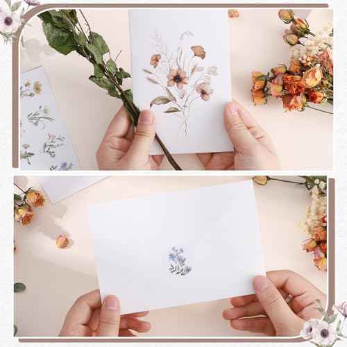 Blank Cards and Envelopes, 40 Pack Blank Note Cards 4x6 in Elegant Floral Greeting Card with Sealing Stickers, Note Card and Envelopes Stationary Set for All Occasions (10 Floral Designs)