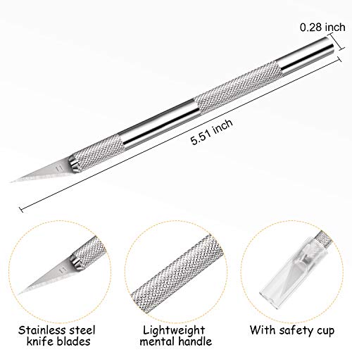 Silver 15 Pack Craft Knife Set with Safety Caps for Precision Cutting