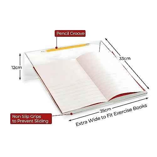 Playlearn Slant Board for Writing ? Acrylic, Anti-Slip, Pen Holder - Extra Wide Writing Slope for Kids - Ergonomic