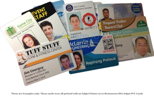 Brainstorm ID Inkjet PVC Cards 100 Pack, 30 mil, Double‑Sided Waterproof ID Cards