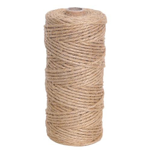 Natural Jute Twine 328ft 3mm,3Ply Twisted Thick Rope Strong String