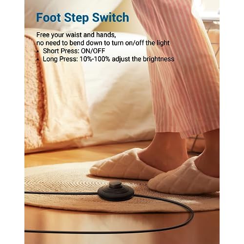 DEWENWILS Floor lamp, 1100Lumen Modern Dimmable Corner Floor Lamp with 3000K Warm Light & Foot Switch, 57.5" Tall Standing Lamp for Living Room, Bedroom, Gold