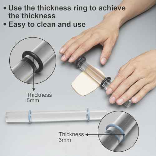 DIYOOHOMY 2Pcs Polymer Clay Roller Tools, Acrylic Rolling Pin with Thickness Rings Kit, Air Dry Clay Tools Clear Slab Roller Supplies