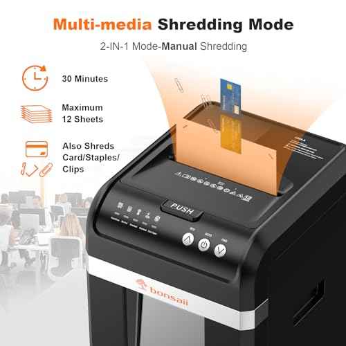 Bonsaii 200-Sheet Auto Feed Paper Shredder, 60 Minutes Nonstop Heavy Duty Shredders, 8.1 Gallon Large Bin Office Document Shredder, Micro-Cut/High Security P-4 Commercial Grade Shredder (C283-A)