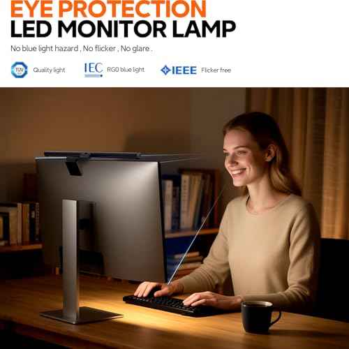LYMAX Monitor Light Bar: Flat/Curved Screen LED Lights - Eye Caring Desk Lamp with Auto-dimming for Home/Office/Study/Gaming