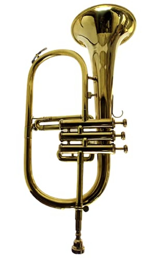 FLUGEL HORN BRASS FINISH BB PITCH W HARDCASE MP BRASS FLUGLEHORN.