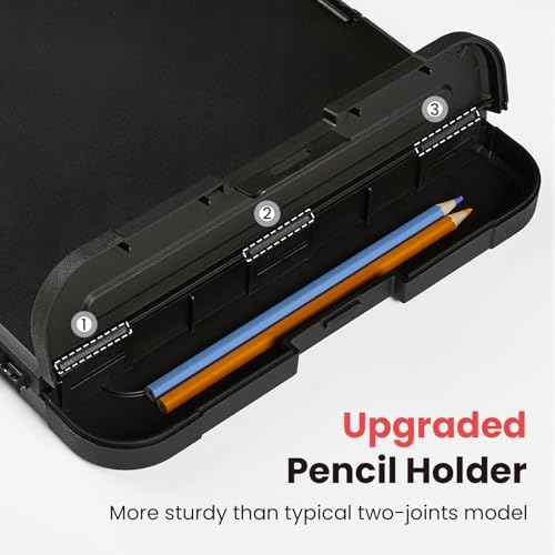 Sooez Reinforced Clipboard with Storage, Inner Plastic Folder Attached, Heavy Duty Plastic Clip Boards 8.5x11 with Pen Holder, High Capacity Nursing Clipboard for Teacher Office Home, Letter / A4 Size