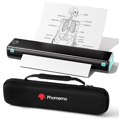 Phomemo M08F Inkless Thermal Portable Printer with Case & 10 Sheets - Black
