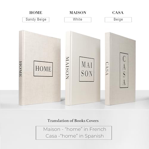 Linen Neutral Coffee Table Books Set of 3,Fashion Designer Hardcover Blank Book Stack, Modern Decorative Books for Home Decor XL Coffee Table Decoration Books - Stylish Display Books