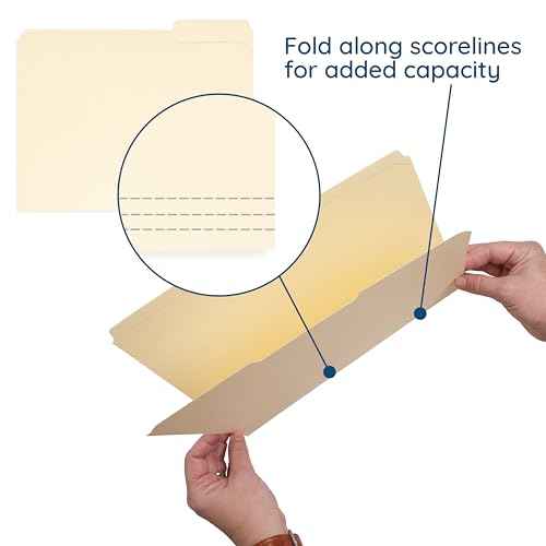 100 Blue Summit Supplies Heavy Duty File Folders Letter Size with 1/3 Cut Reinforced Tabs, Thick 14pt Manila Paper, Heavy Duty Manila Folders for Office, Home, or Classroom