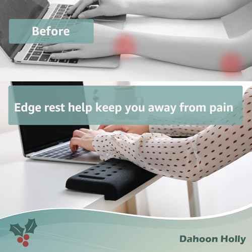 L-Shaped Desk EdgeRest, 2-Piece Set, Plam & Wrist & Forearm & Elbow Comfort Support for Table or Desk Edge, Non-Slip, Memory Foam Padding, Ergonomic Design, Separate Design (15.7 * 3.9 inch)