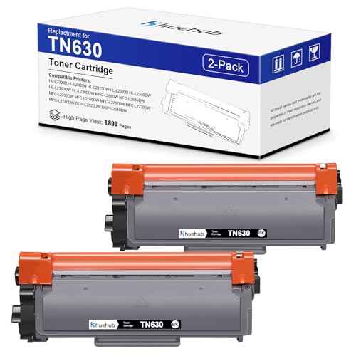 TN630 Black Toner Cartridge Replacement for Brother TN 630 TN-630 Toner for HL-L2300D HL-L2305W HL-L2320D HL-L2360DW HL-L2380DW MFC-L2680W MFC-L2700DW MFC-L2720DW DCP-L2540DW Printer - 2 Pack