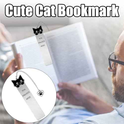 Cat Bookmark, Zinc Alloy Kitten Pet Book Marker for Women Cute Bookmark for Reading Women Bookish Gift for Cat Lovers Funny Animals Book Mark with Heart Pendent for Book Cat Lovers