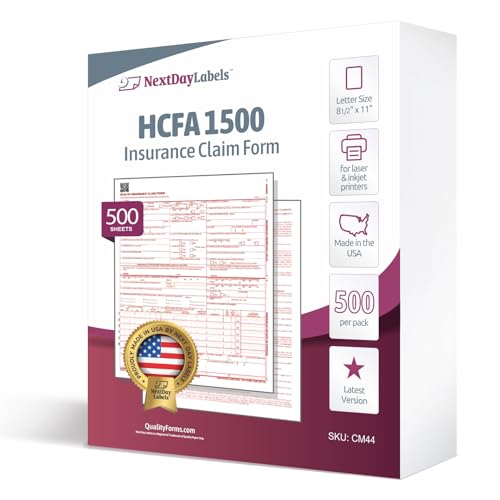 NextDayLabels CMS 1500 / HCFA 1500 Insurance Claim Forms – 500 Sheets