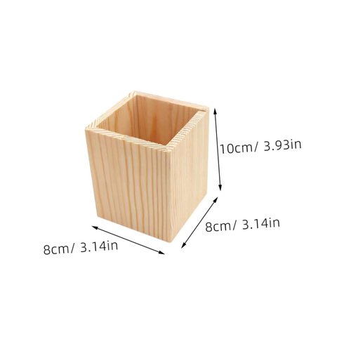 STOBOK 8 pcs Cosmetic Pencil Tabletop Unfinished Mini Container Small Organizer Pot for Vase Desk Office Wood Rustic Of Pots Square Makeup Cup Planter Succulent Geometric DIY