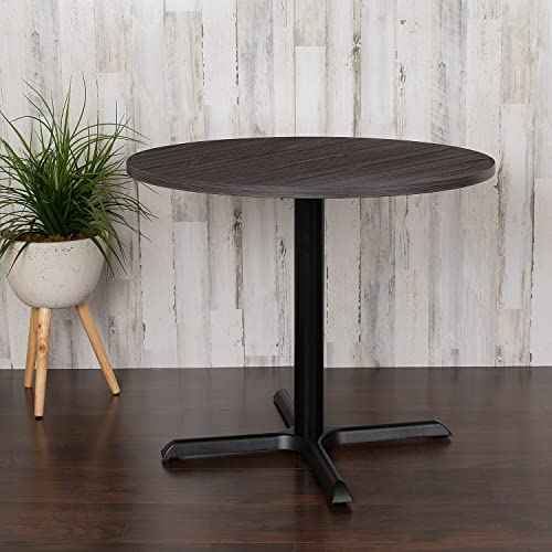 Flash Furniture Chapman 36" Round Multipurpose Conference Table, Business Meeting Table for Office and Conference Rooms, Rustic Gray