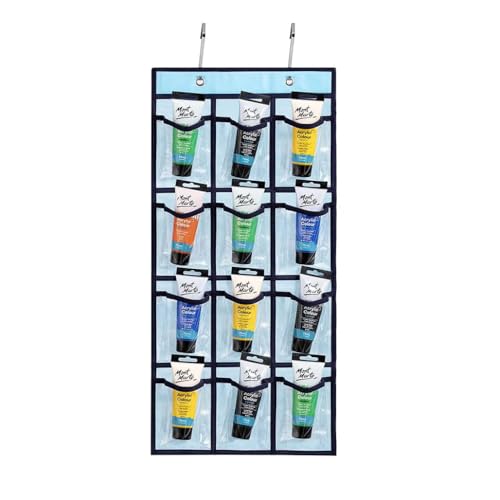 ANIZER Blue Classroom Pocket Chart with 12 Clear Pockets for Cell Phones & Organizer