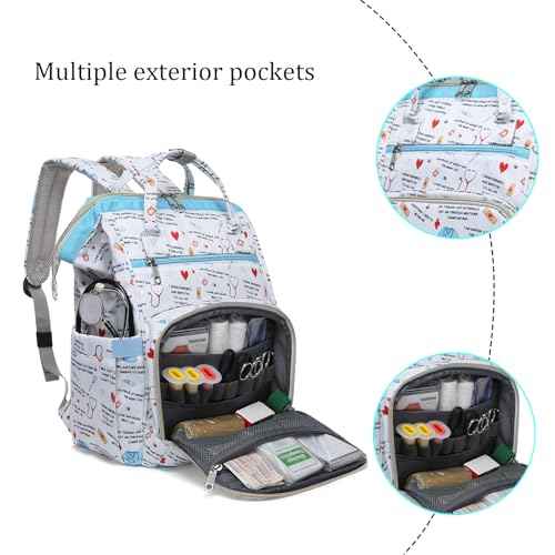 Gatycallaty Nurse Backpack for Women Nursing Laptop Bag Travel Work Gifts Bookbag Office Outdoor Large Capacity (White, 15.6 inches)