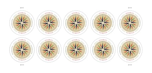 1794 Compass Rose International Postage Stamps - Sheet of 10 USPS