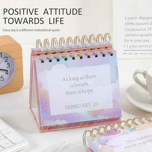 Daily Flip Calendar with Inspirational Quotes - Motivational Perpetual Calendar Desk Office Home Decor for Women, Gifts Desk Accessories for Girls Positive Affirmations