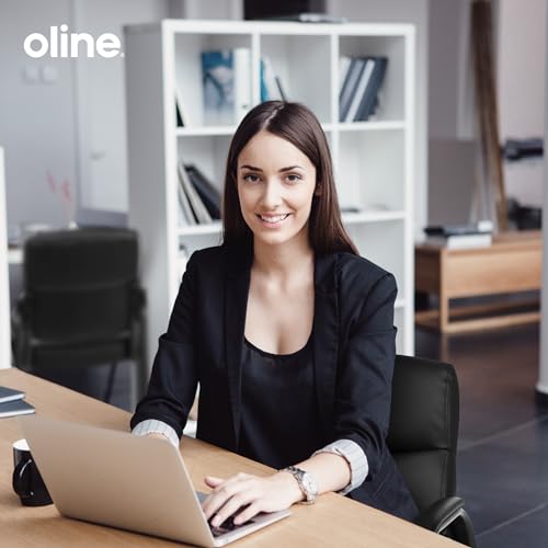 Oline Leather Guest Chair with Padded Arms — 1 Pack, ErgoComfort Reception Chair, Black