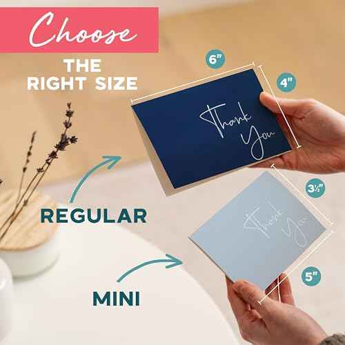 VNS Creations 20 Pack Thank You Cards With Envelopes, Stickers, 4x6 Inch Blank Thank You Notes - Bulk Box Set Large Notes for Graduation, Wedding, Small Business, Baby & Bridal Shower - Navy Blue