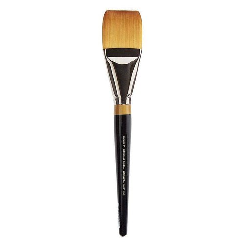 KINGART Premium Original Gold 9550-2 WASH/Glaze Series Artist Brush, Golden Taklon Synthetic Hair, Short Handle, for Acrylic, Watercolor, Oil and Gouache Painting, Size 2"
