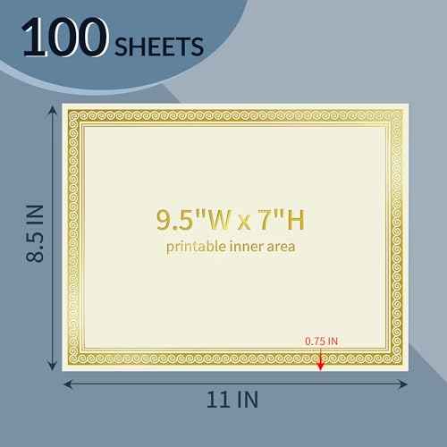 SUNEE 100 Sheets Certificate Papers - Blank Gold Foil Border, 8.5x11 for Diploma, Certificates, Participation Awards, Document Cardstock Paper and Inkjet Printer Friendly (Ivory)